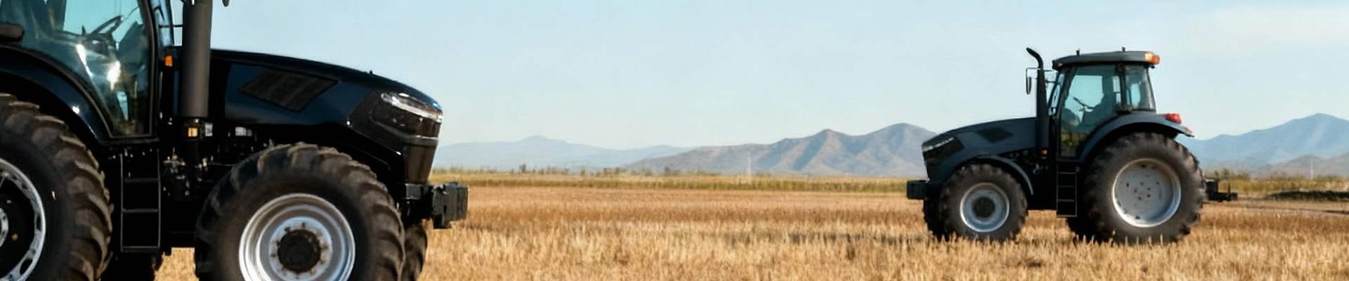 Farm tractors working in the field